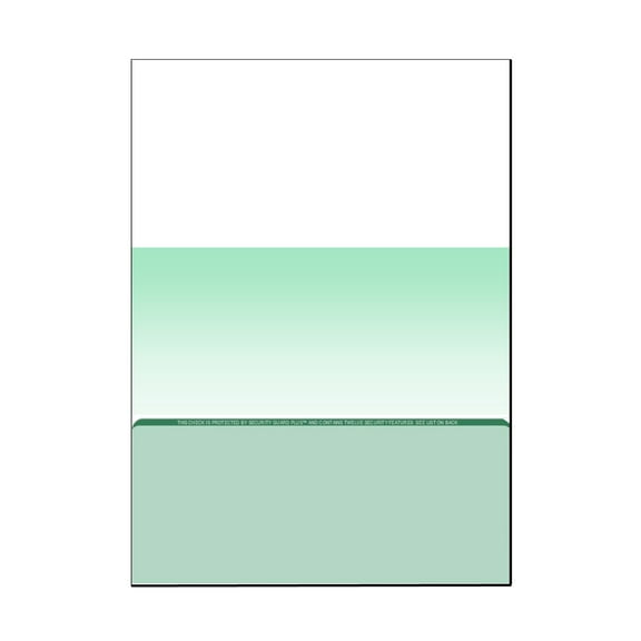 Zapco High-Security Check Paper, Green w Complex Background Pattern, 8-1/2" x 11", Microperfed with 1-Up Check, 12 Security Features - PACK OF 100 SHEETS