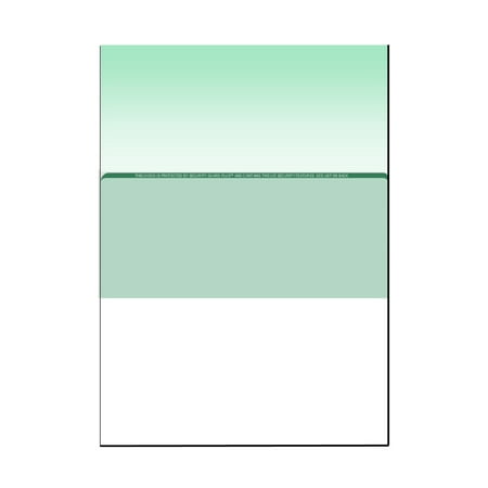 Zapco High-Security Check Paper, Green w Complex Background Pattern, 8-1/2" x 11", Microperfed with 1-Up Check, 12 Security Features - PACK OF 250 SHEETS