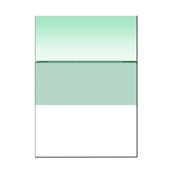 Zapco High-Security Check Paper, Green w Complex Background Pattern, 8-1/2" x 11", Microperfed with 1-Up Check, 12 Security Features - PACK OF 250 SHEETS