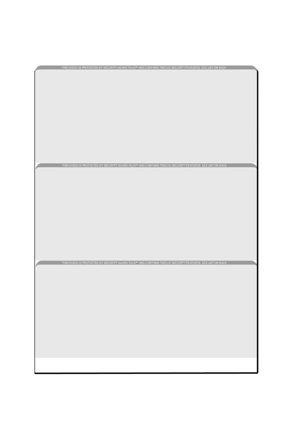 Zapco High-Security Check Paper, Off-White w Complex Background Pattern, 8-1/2" x 11", Microperfed with 3-Up Checks, 12 Security Features - PACK OF 250 SHEETS