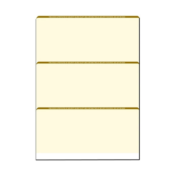 Zapco High-Security Check Paper, Organic w Complex Background Pattern, 8-1/2" x 11", Microperfed with 3-Up Checks, 12 Security Features - PACK OF 250 SHEETS