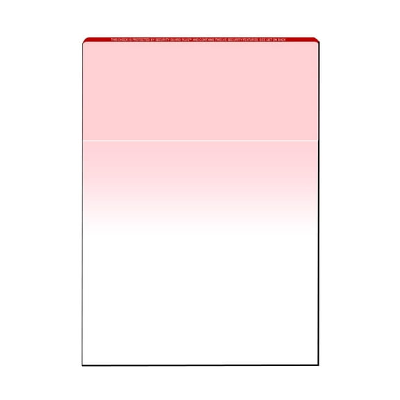Zapco High-Security Check Paper, Red w Complex Background Pattern, 8-1/2" x 11", Microperfed with 1-Up Check, 12 Security Features - PACK OF 250 SHEETS