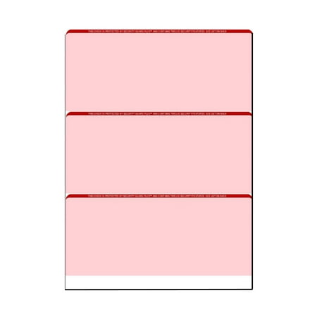 Zapco High-Security Check Paper, Red w Complex Background Pattern, 8-1/2" x 11", Microperfed with 3-Up Checks, 12 Security Features - PACK OF 250 SHEETS