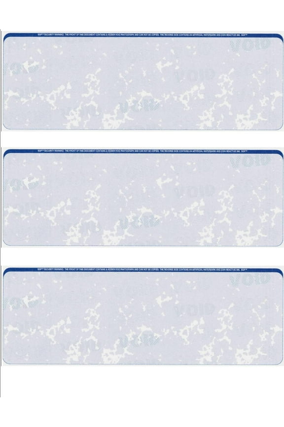 Zapco Security Check Paper, 24lb w Blue Marble Pattern, 8-1/2" x 11", Microperfed with 3 Checks, 8 Security Features - 100 SHEETS