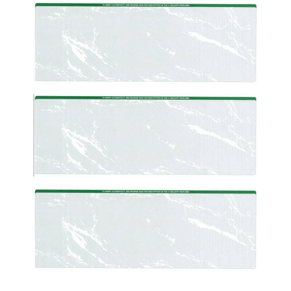 Zapco Security Check Paper, 24lb w Green Marble Pattern, 8-1/2" x 11", Microperfed with 3 Checks, 8 Security Features - 250 SHEETS