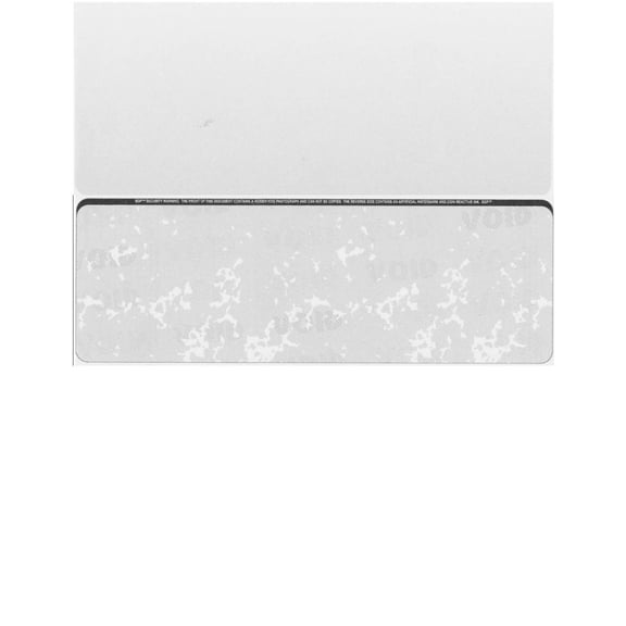 Zapco Security Check Paper, 24lb w Off-White Marble Pattern, 8-1/2" x 11", Microperfed w Check in Center, 8 Security Features - 250 SHEETS