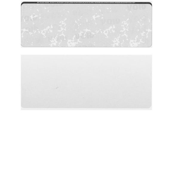 Zapco Security Check Paper, 24lb w Off-White Marble Pattern, 8-1/2" x 11", Microperfed w Check on Top, 8 Security Features - 100 SHEETS