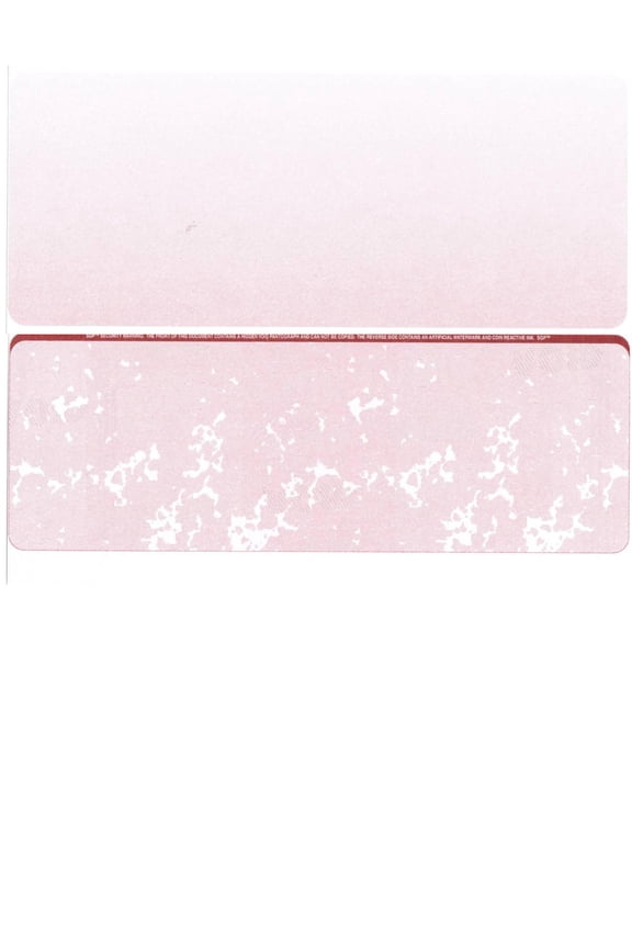 Zapco Security Check Paper, 24lb w Red Marble Pattern, 8-1/2" x 11", Microperfed w Check in Center, 8 Security Features - 100 SHEETS
