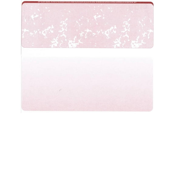 Zapco Security Check Paper, 24lb w Red Marble Pattern, 8-1/2" x 11", Microperfed w Check on Top, 8 Security Features - 250 SHEETS