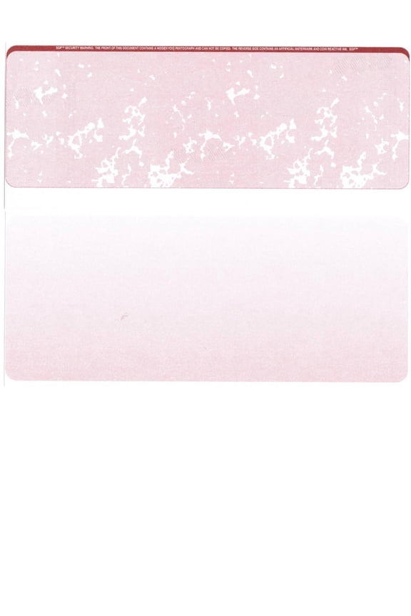 Zapco Security Check Paper, 24lb w Red Marble Pattern, 8-1/2" x 11", Microperfed w Check on Top, 8 Security Features - 250 SHEETS