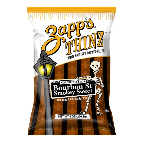 Zapp's Bourbon St Smokey Sweet Thinz New Orleans Style Thin & Crispy Potato Chips, Gluten-Free, 8 oz