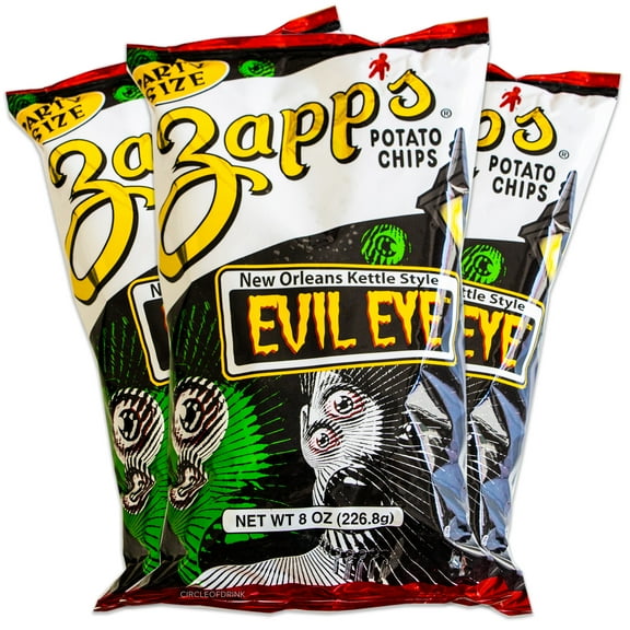 Zapp's Evil Eye Kettle Style Potato Chips - Party Size - Uniquely Spicy and Zesty - 3, 8oz Bags Total