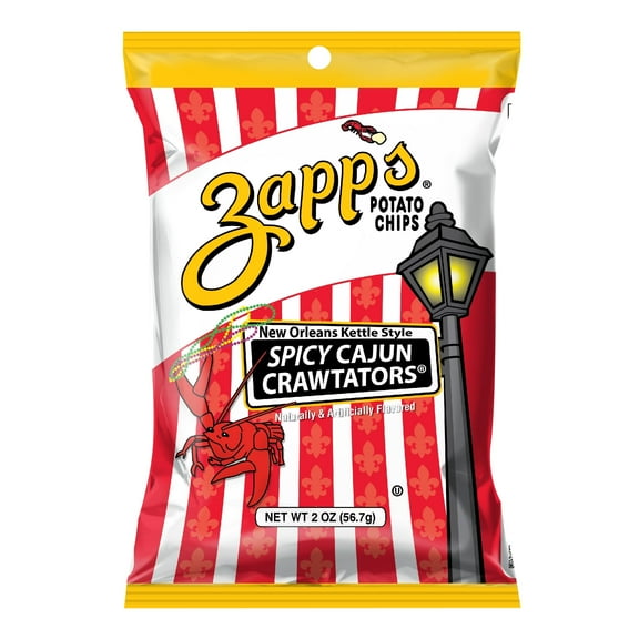 Zapp's Cajun Crawtator Kettle Cooked Potato Chips, 25 Count, 2 oz Bags