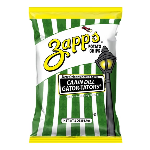 Zapp's New Orleans Kettle Style Cajun Dill Gator-Tators Potato Chips, 2 oz. - Pack of 25