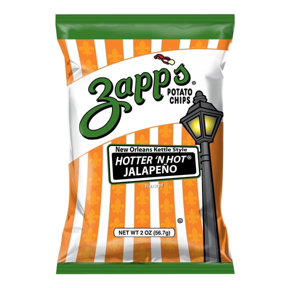 Zapp’s New Orleans Kettle Style Hotter 'N Hot Jalapeño Potato Chips, 2 oz Bags - Pack of 25