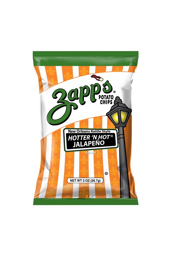 Zapps New Orleans Kettle Style Hotter 'N Hot Jalapeo Potato Chips, 2 oz Bags - Pack of 25