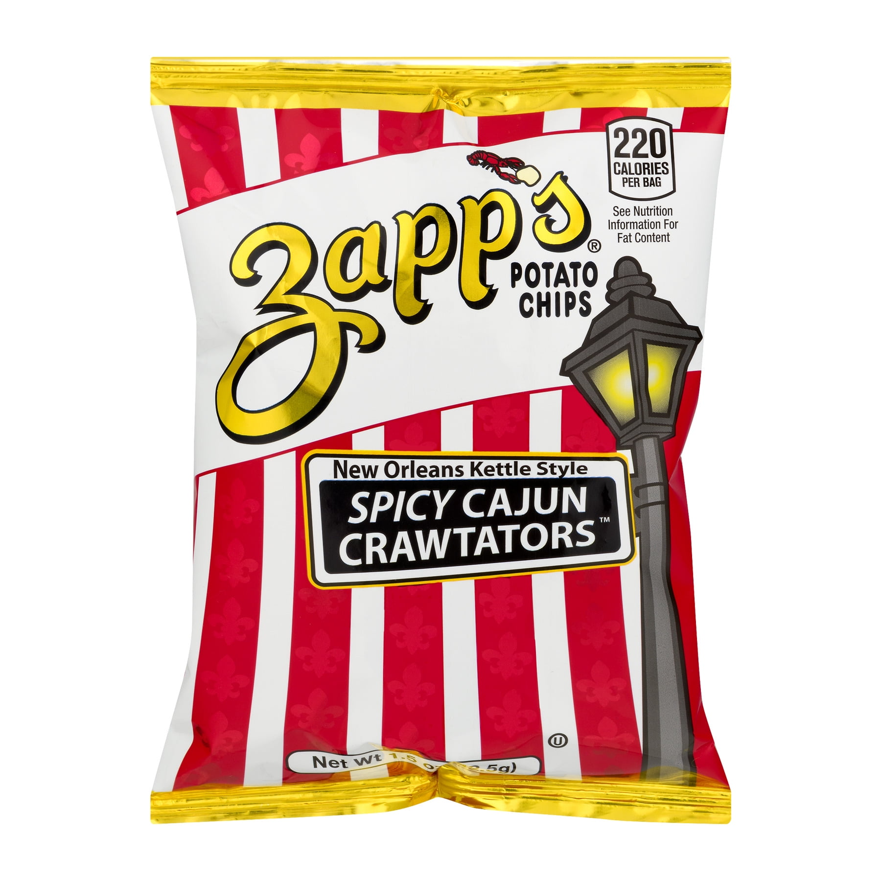Zapp's New Orleans Kettle Style Potato Chips Spicy Cajun Crawtators, 1.5 OZ