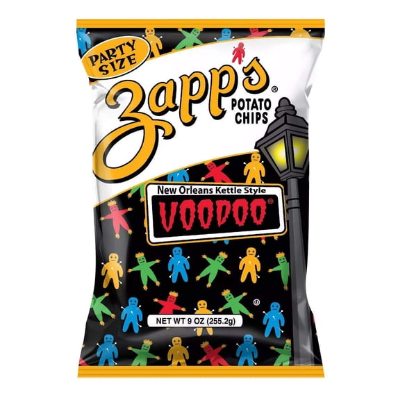 Zapp's New Orleans Kettle Style Voodoo Potato Chips 9 oz. Party Size Bag (3 Bags)