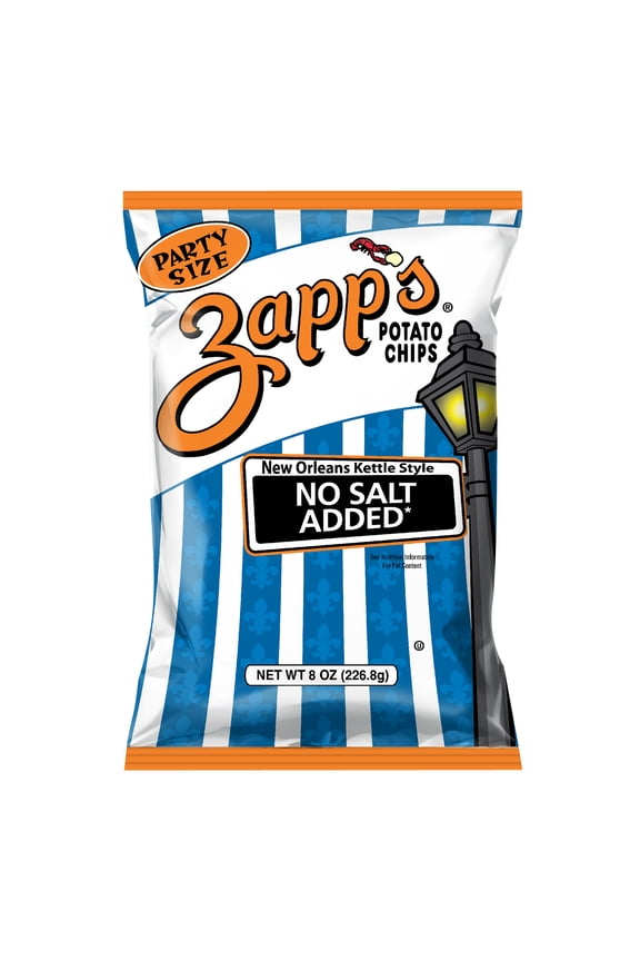No Salt Added New Orleans Kettle Style Potato Chips, Gluten-Free, Party Size, 8 oz Bag