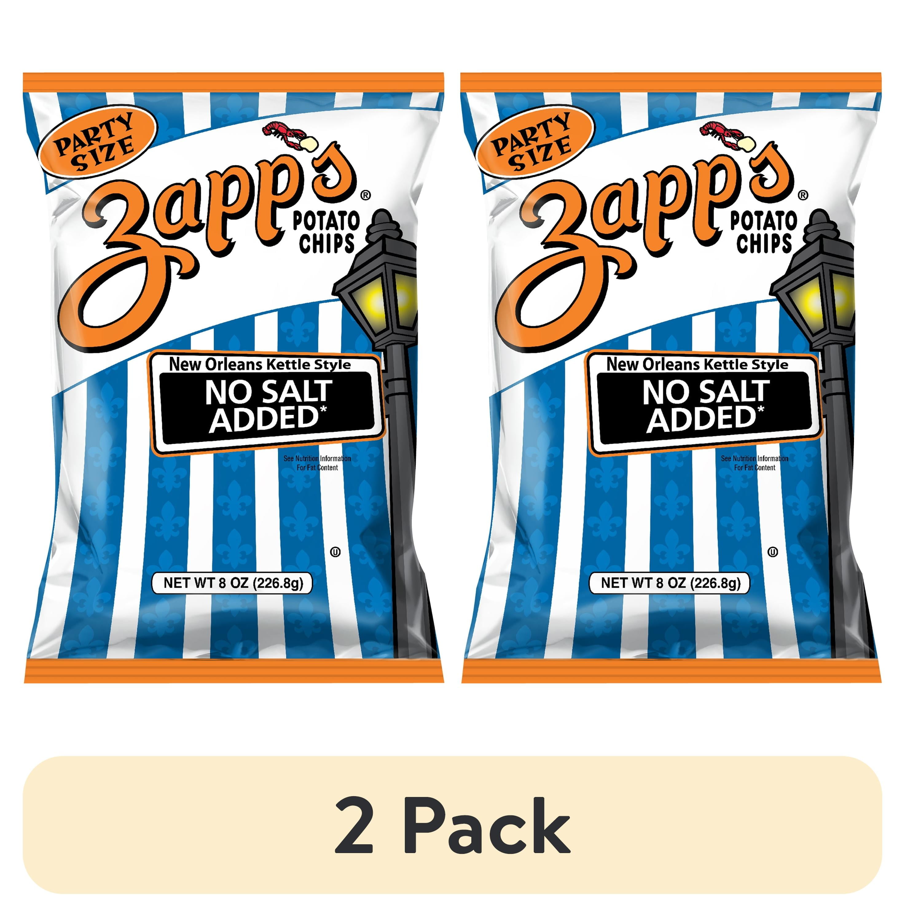 (2 pack) Zapp's No Salt Added New Orleans Kettle Style Potato Chips ...