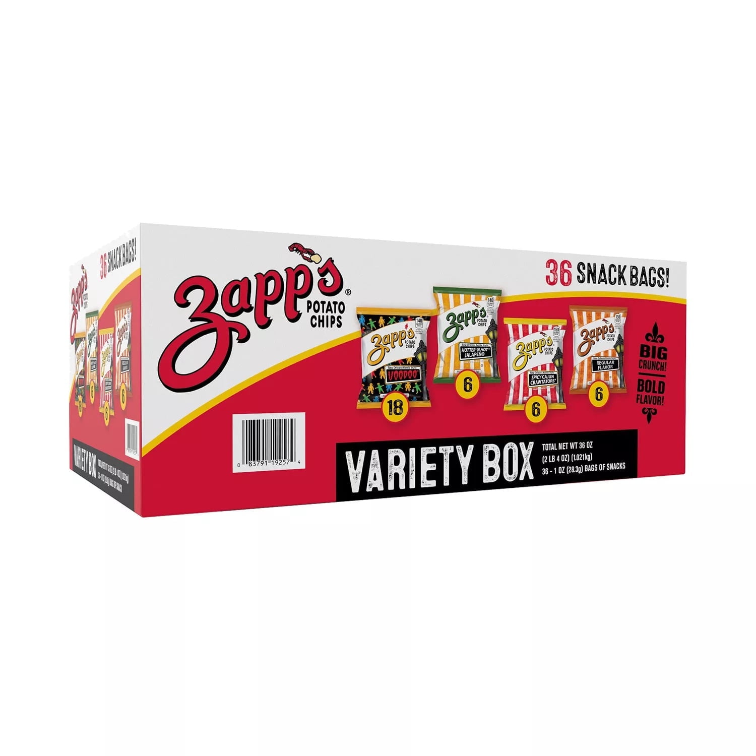 Utz Zapp's Potato Chip Variety Pack, 1 oz Bags, 36 Count, Kettle