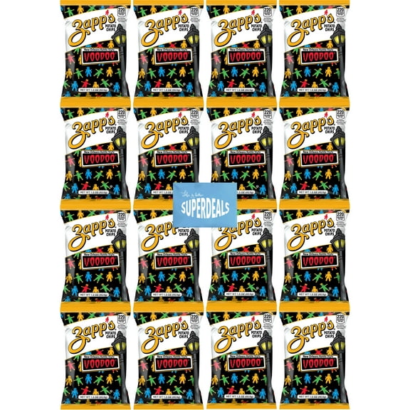 Zapp's Potato Chips, VooDoo Flavor New Orleans Kettle Style, 1.5 oz Pack of 16 bundled by SUPERDEALS with mystery gift