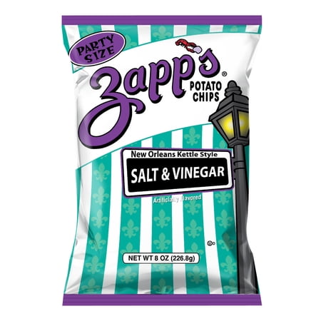 Zapp's Salt & Vinegar New Orleans Kettle Style Potato Chips, Gluten-Free, Party Size, 8 oz Bag