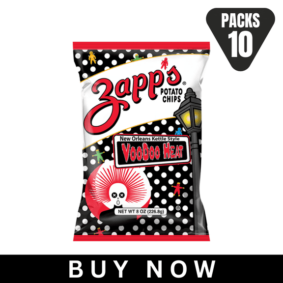 Zapp's Voodoo Heat New Orleans Kettle Style Potato Chips, Party Size 8 oz (Pack of 10)