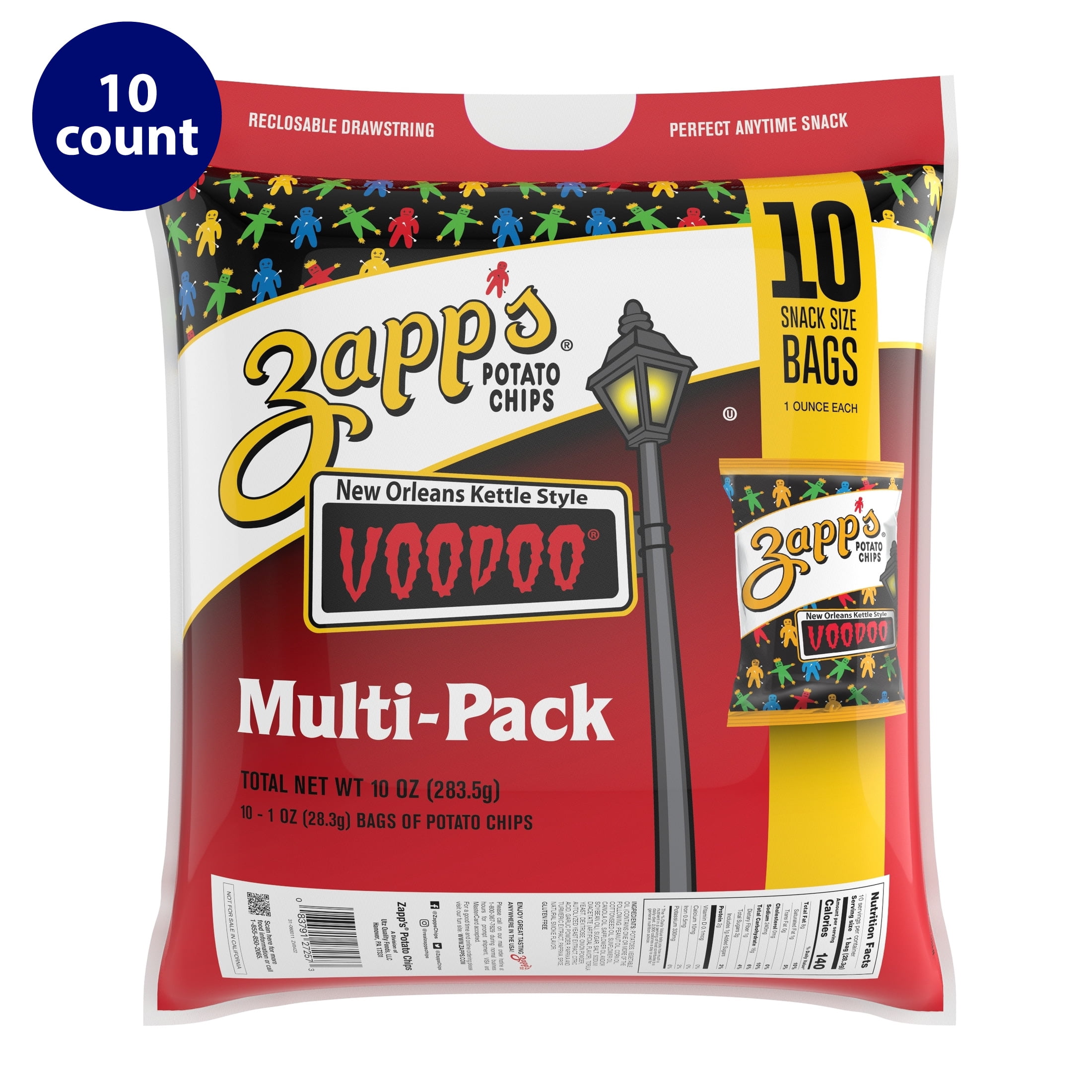 Zapp's Voodoo New Orleans Kettle Style Potato Chips, Mutlipack, Gluten