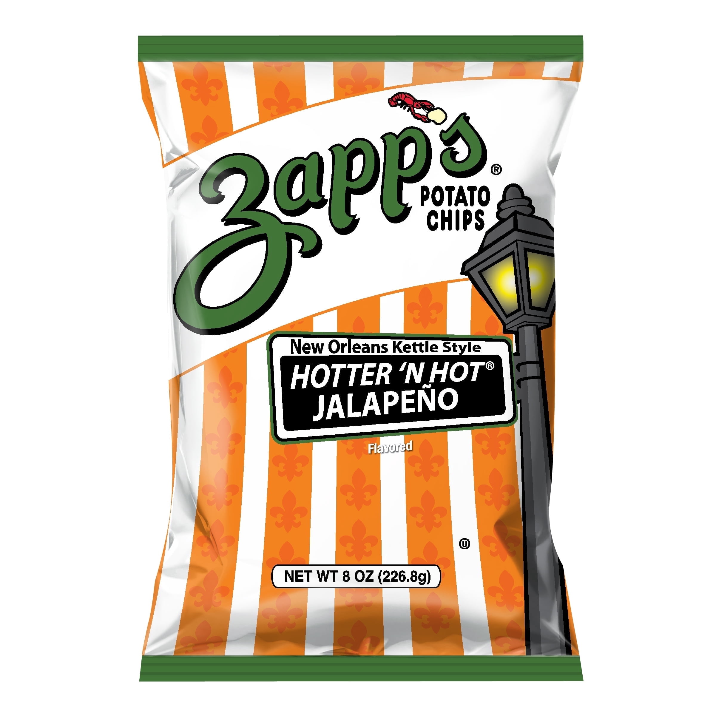 Zapp's New Orleans Kettle Style Hotter 'N Hot Jalapeño Potato Chips, 8 oz. - Pack of 9
