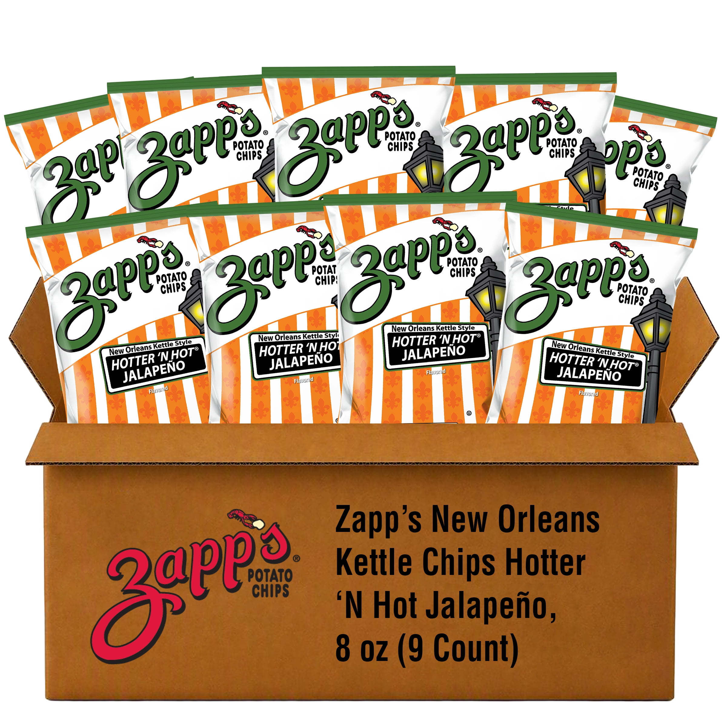 Zapp's, Cajun Dill Gator-Tators Potato Chips, 8 oz, Pack of 9