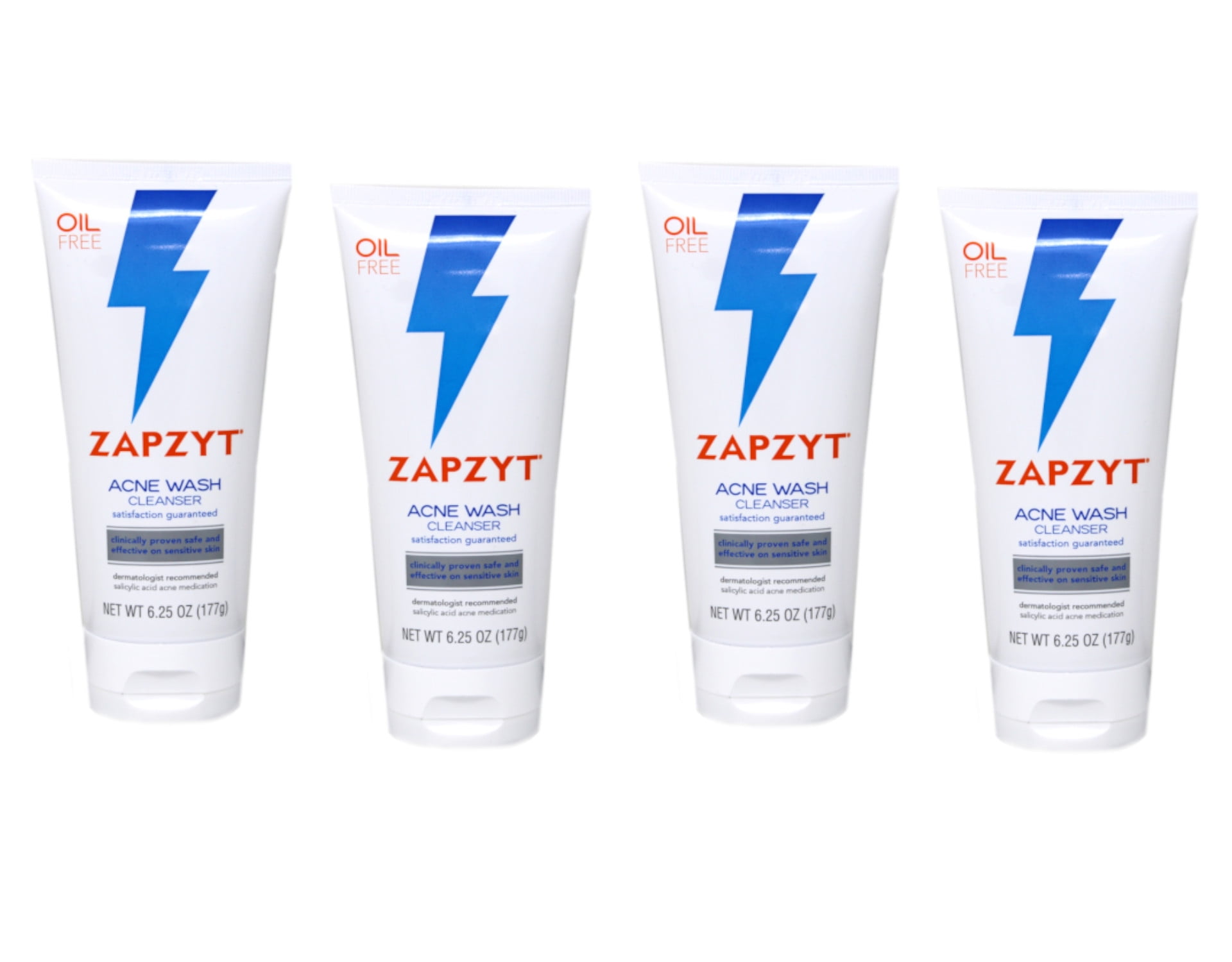 Zapzyt Acne Wash Cleanser Oil Free, 6.25 Oz. Pack of 4