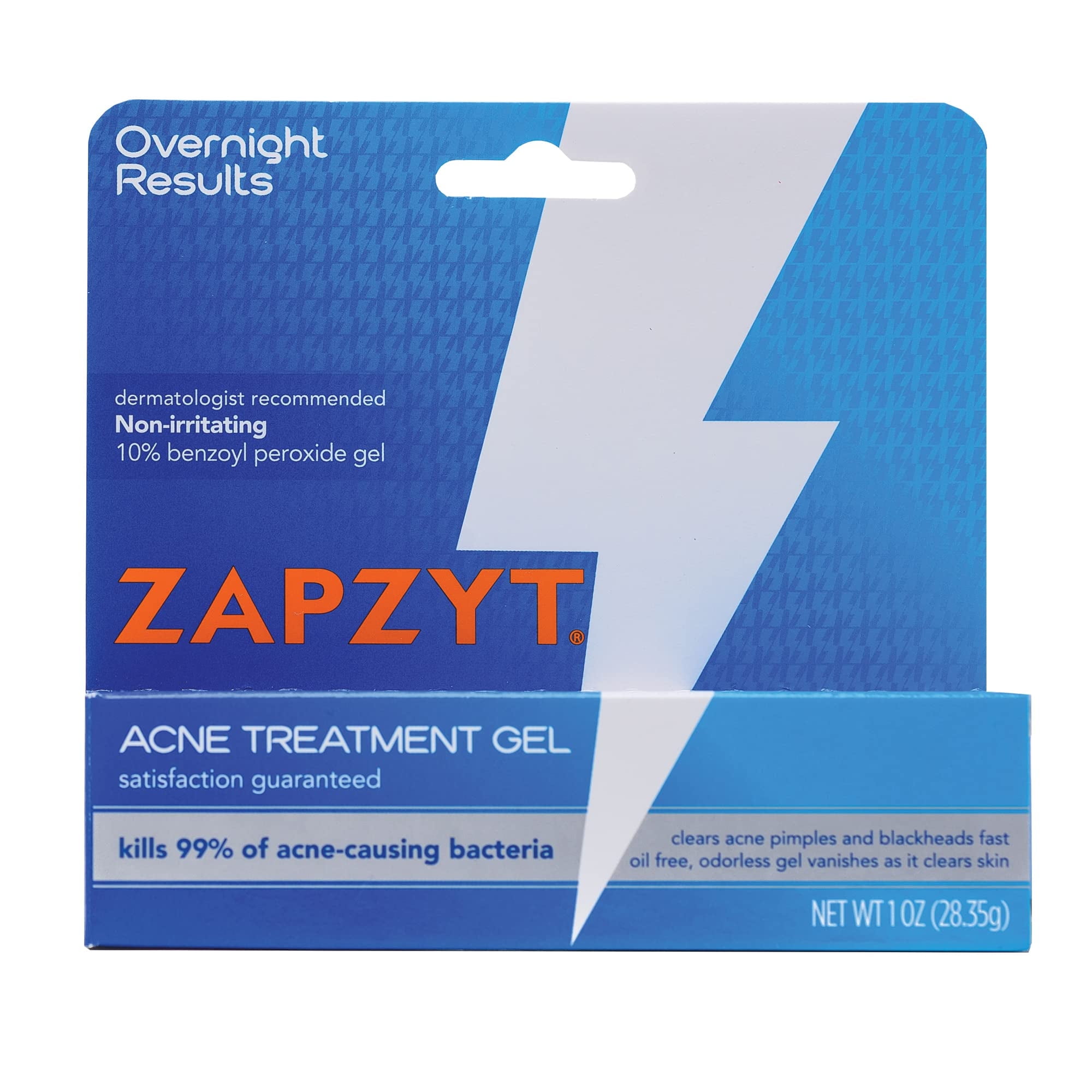 Zapzyt Acne Treatment Gel, Maximum Strength 10 Percent Benzoyl Peroxide ...