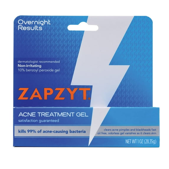 Zapzyt Maximum Strength 10% Benzoyl Peroxide Acne Treatment Gel 1 oz (Pack of 8)