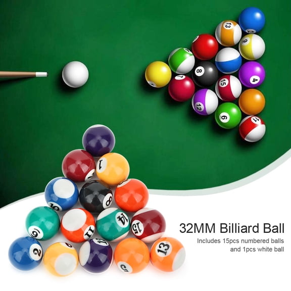 Zaqw 32MM Billiard Ball,Mini Billiard Ball,16PCS 32MM Ecofriendly Resin Mini Children Billiard Ball Toy Pool Table Accesssory