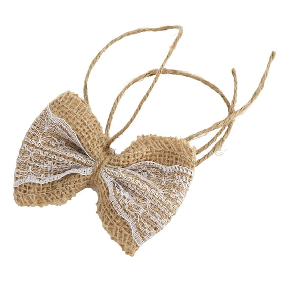Zaqw Decorative Bow,6pcs Burlap Bow Country Style Burlap Lace Bow DIY Christmas Party Wedding Home Gift Wrapping Decorations,Ribbon Bow