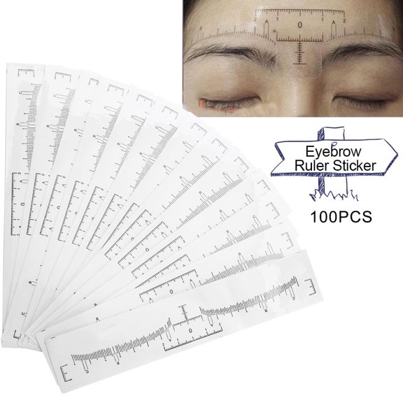 Measurement Eyebrow Shaping Tools 100Pcs Disposable Eyebrow Ruler Makeup Microblading Eyebrow Stencil Measurement