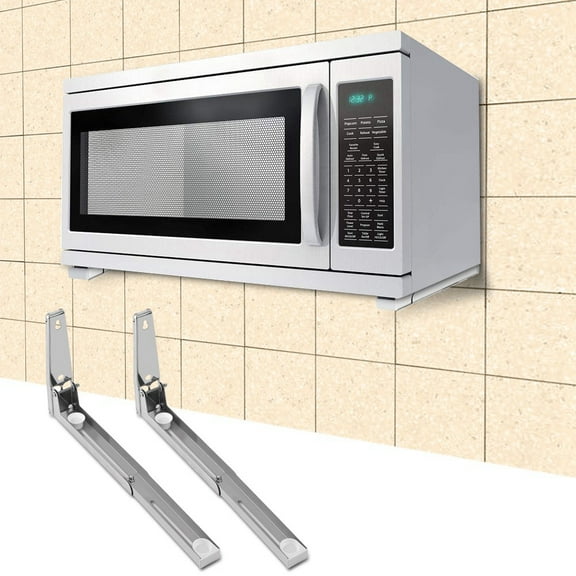Zaqw Microwave Oven Rack Stainless Steel Foldable Stretch Wall Mount Microwave Oven Rack Holder 77lbs