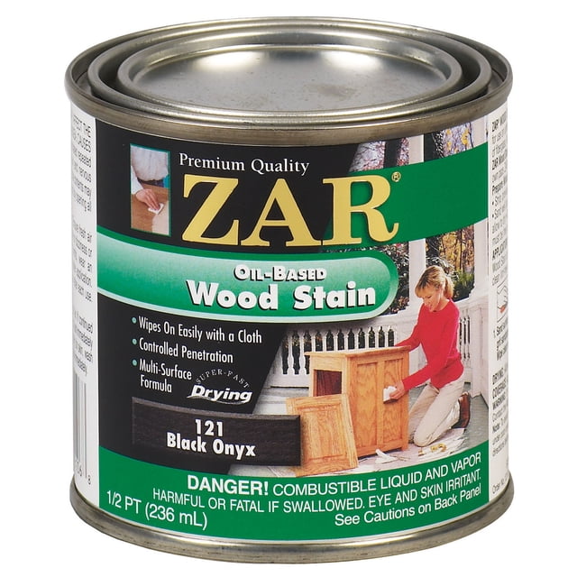 Zar 12106 Oil Based Wood Stain, Black Onyx, 1/2 Pint