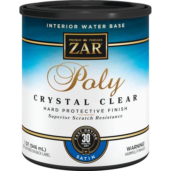Zar 32512 Water Based Polyurethane, QT, Clear