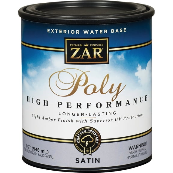 Zar 32712 1 Quart Clear Satin Zar Exterior Water Based Polyurethane
