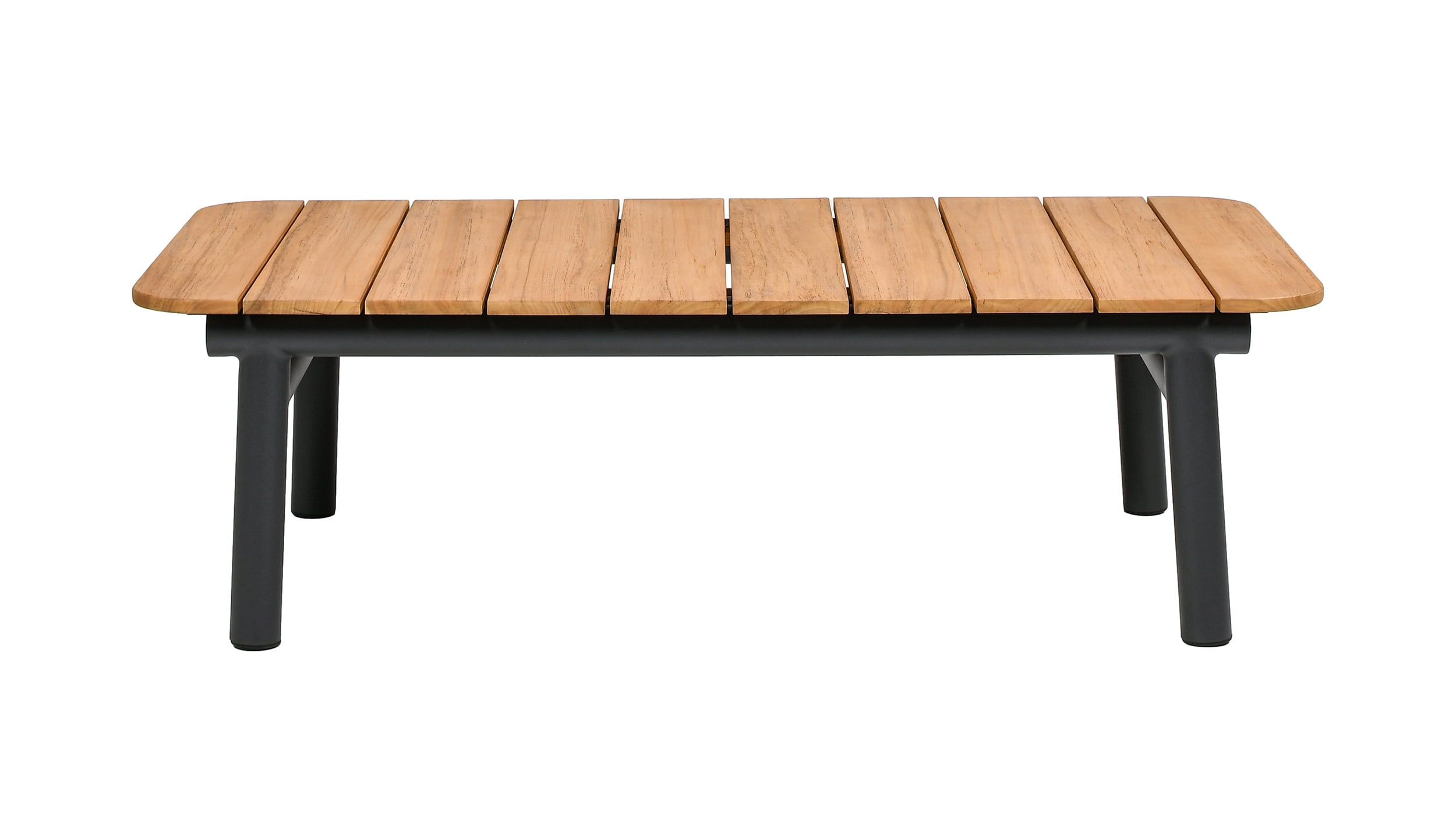 Zara 48" Teak Top Black Aluminum Patio Coffee Table