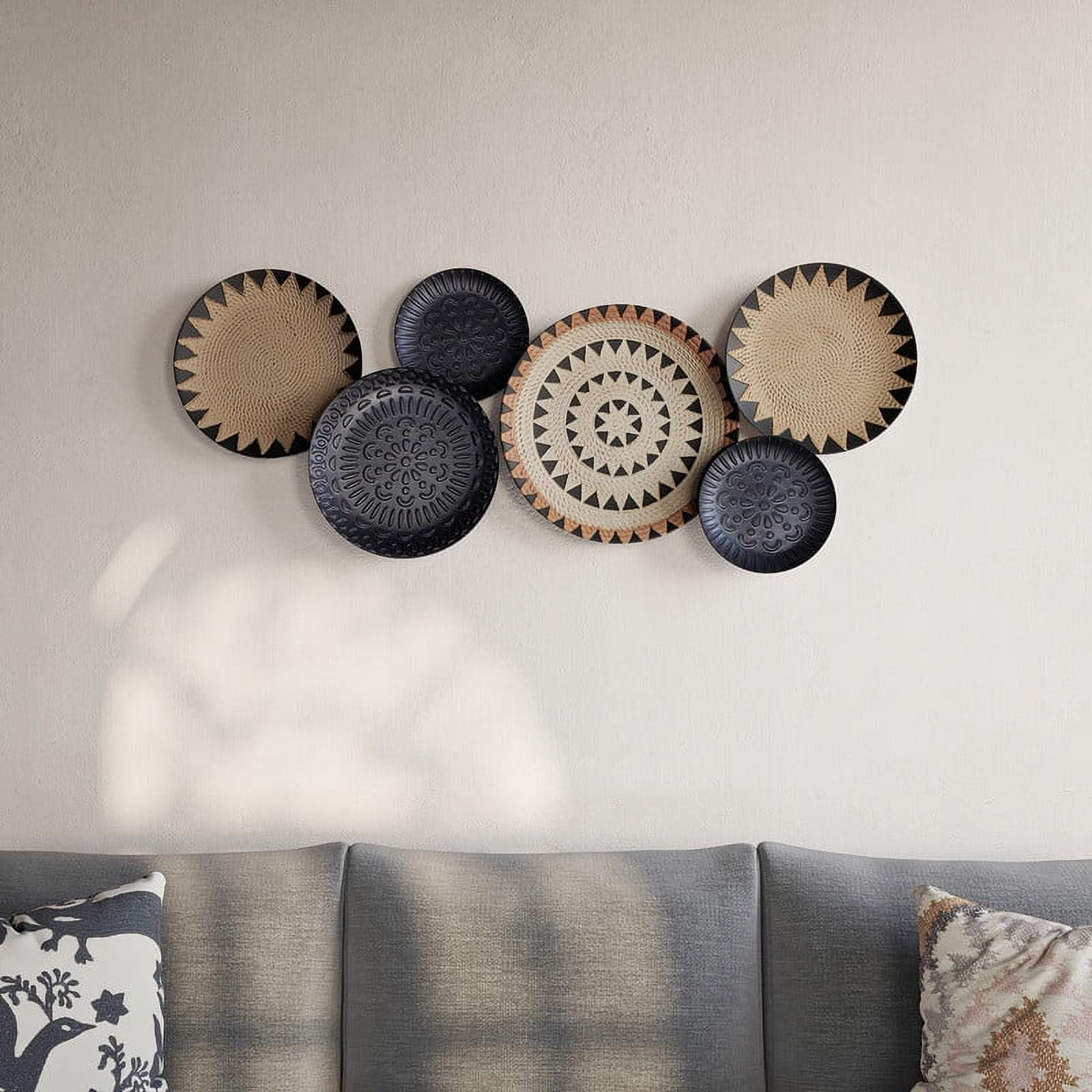 Zara Black-Tan Geometric Metal Modern Wall Plates