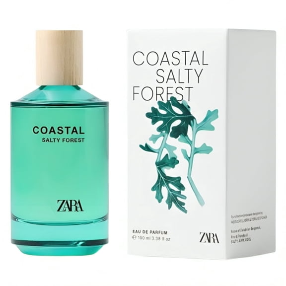 Zara Coastal Salty Forest Perfume for Men Bergamot Lemon Cypress Eucalyptus Patchouli & Tonka Bean Fresh Aromatic Woody Fragrance Scent Eau de Parfum EDP 100ml (3.38 fl. oz)