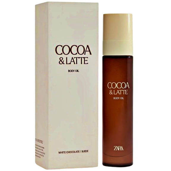 Zara Cocoa & Latte Body Oil for Women Sweet Creamy Chocolate Vanilla and Suede Scent 50ml (1.7 fl. oz.)