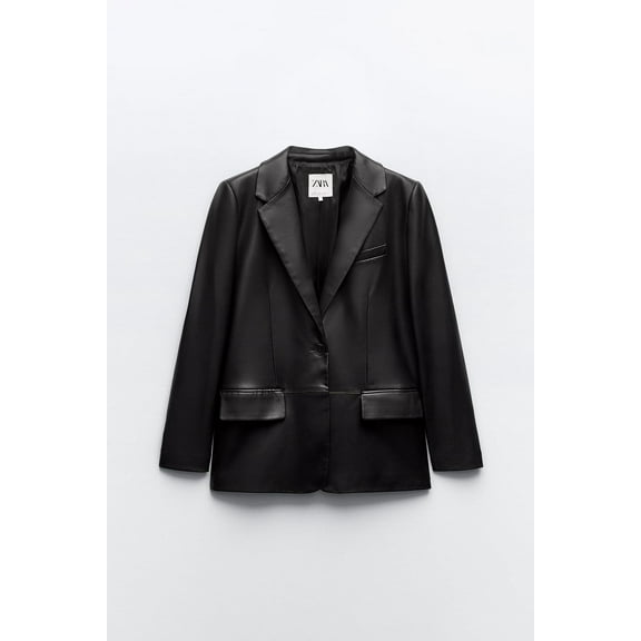 Zara FAUX LEATHER MENSWEAR STYLE BLAZER Size Small (4432/710/800) New With Tags