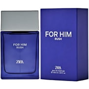 Zara For Him Rush Perfume for Men Spicy Raspberry Violet and Amberwood Scent Eau de Parfum 100ml 3.38 fl. oz.