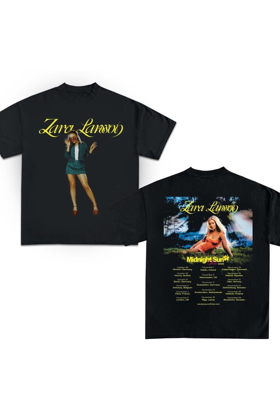 Zara Larsson Midnight Sun Tour 2025 tee Zara Larsson shirt Zara Larsson tour Zara Larsson poster Zara Larsson gif ,Black Color,Size M