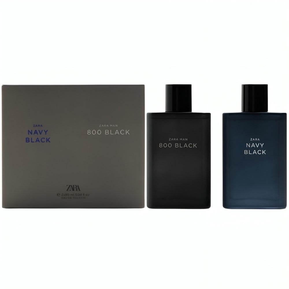 Zara Man Navy Black + 800 Black Cologne Set for Men EDT Eau de