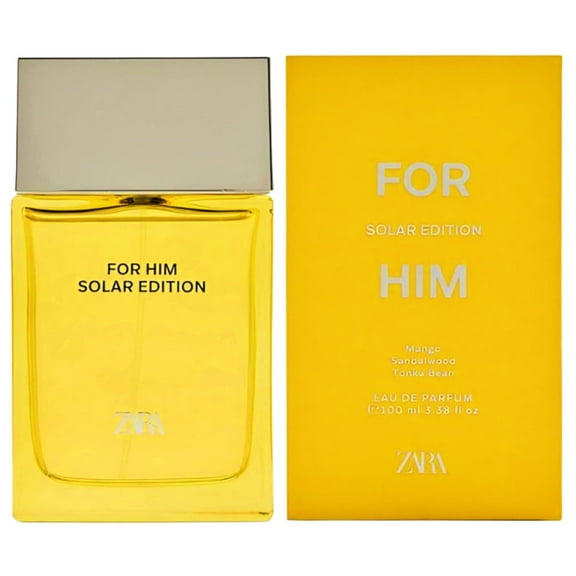 Zara For Him Solar Edition Eau de Parfum Sophisticated Fresh Modern Perfume for Men Long Lasting Green Creamy Pistachio Nutmeg and Dry Wood Notes 100ml (3.38 fl oz)